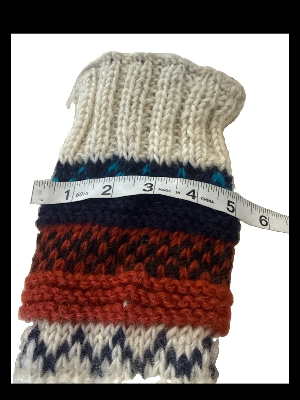 TIBETAN SOCKS HAND KNIT WOOL LONG FLEECE LINED SLIPPER SOCKS SIZE 7